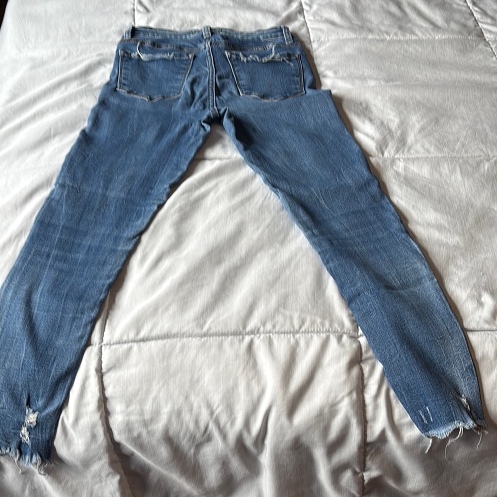 VERVET BY FLYING MONKEY Blue Skinny Jeans with Distressed Hem